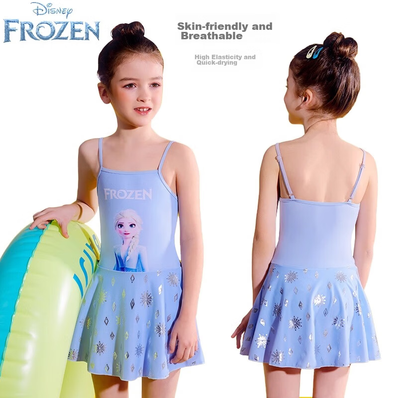 Disney Elsa Princess Girls' Swimsuit Toddler Baby Summer Princess One-Piece Swimwear Children