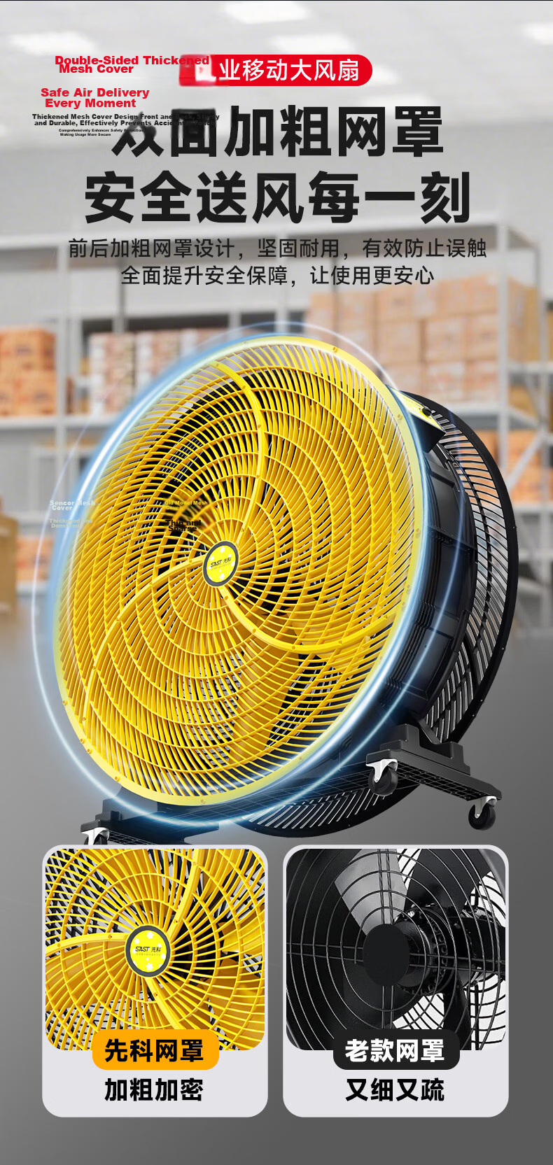 SAST High Airflow Six-Blade Industrial Fan / Floor Fan / Industrial Ventilator / High-Power Workshop AC Fan CG-1090Z 14