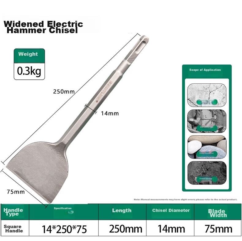 BERRYLION 14mm Pointed and Flat Chisel Drill Bit Set Square Shank Electric Hammer Impact Drill Chisel Groove Drill Flat Chisel Electric Pick Chisel Head 12