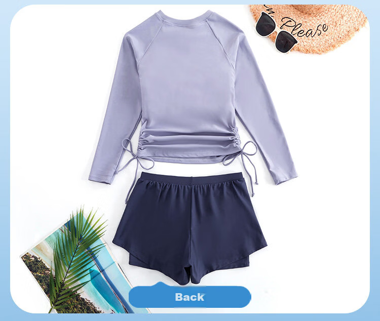 Xtep Women's High-End Long Sleeve Two-Piece Swimsuit, Tummy Control, Slim Fit, Conservative, Fashionable Beach Vacation Swimwear 19