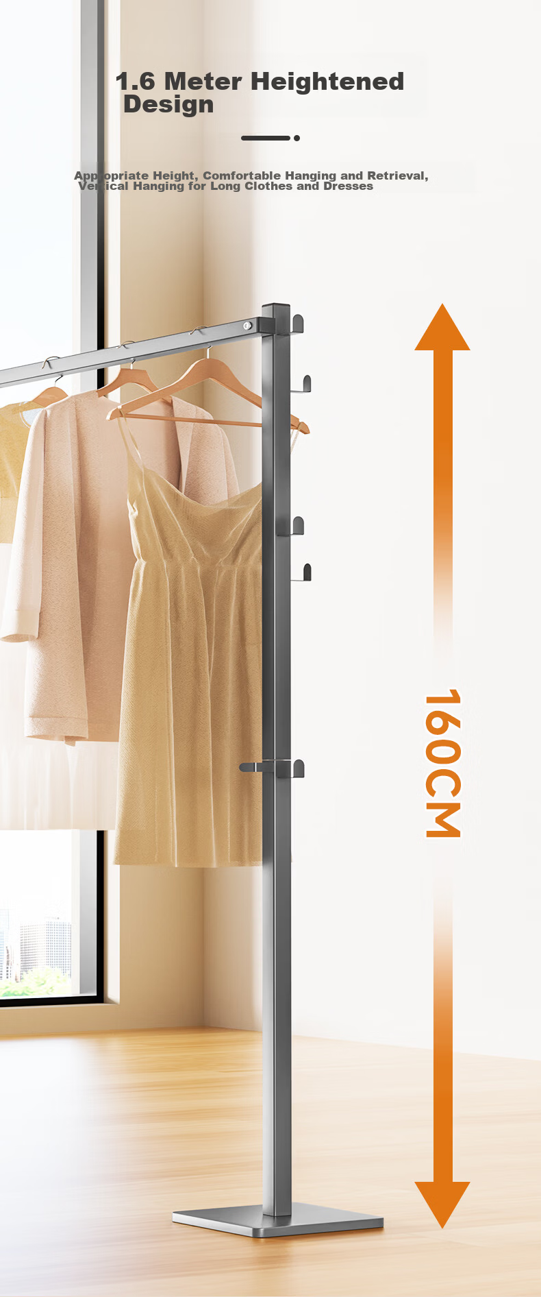 Wenna Floor Standing Clothes Rack Bedroom Coat Hanger Small Space Indoor Drying Rack Simple Hat and Coat Stand 8