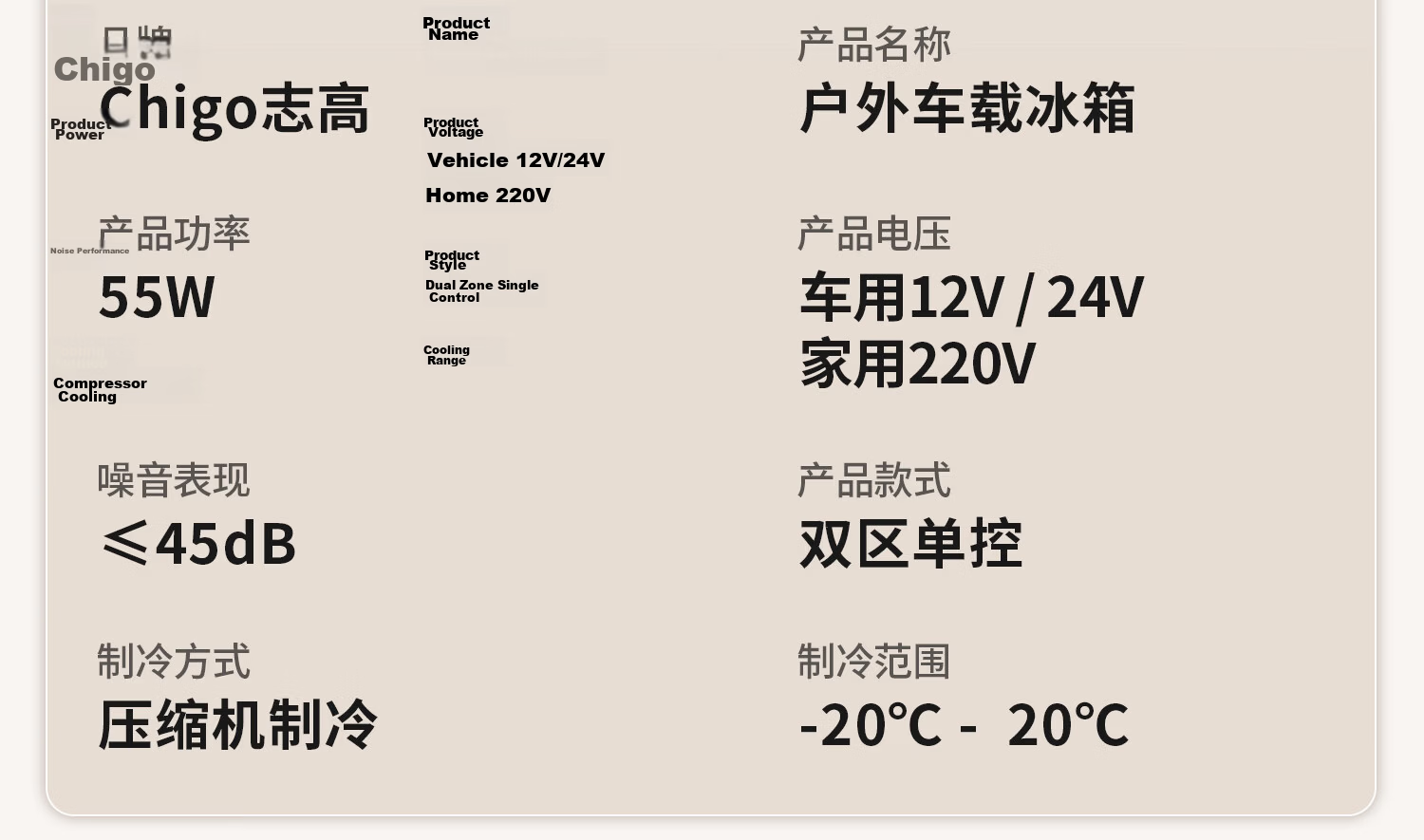 CHIGO Car Refrigerator Freezer and Cooler Dual Use for Vehicle and Home 12V 24V 220V Large Capacity Truck Dedicated Compressor Cooling Cabinet 35