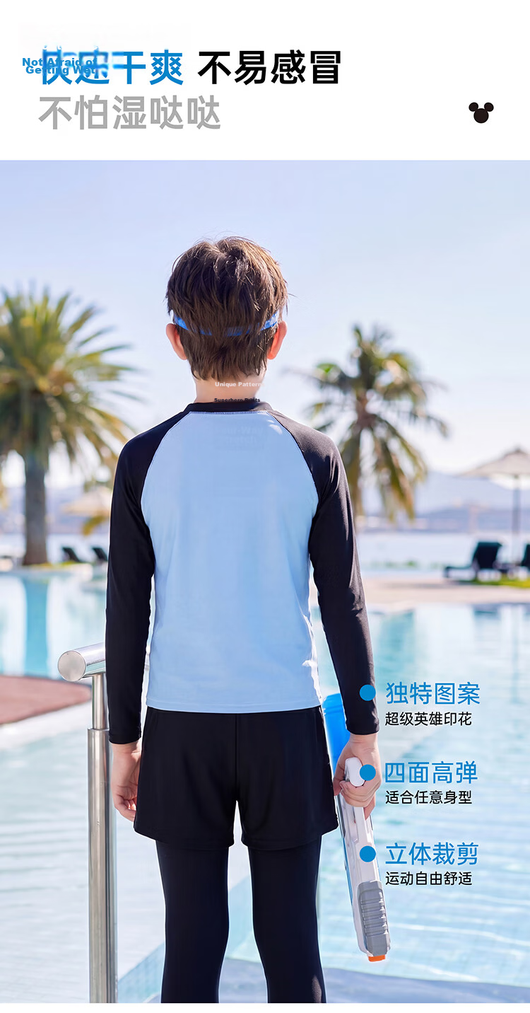 Disney Kids Boys Long Sleeve Rash Guard Swimwear Set D36631S2F Blue Spiderman Size 120 10
