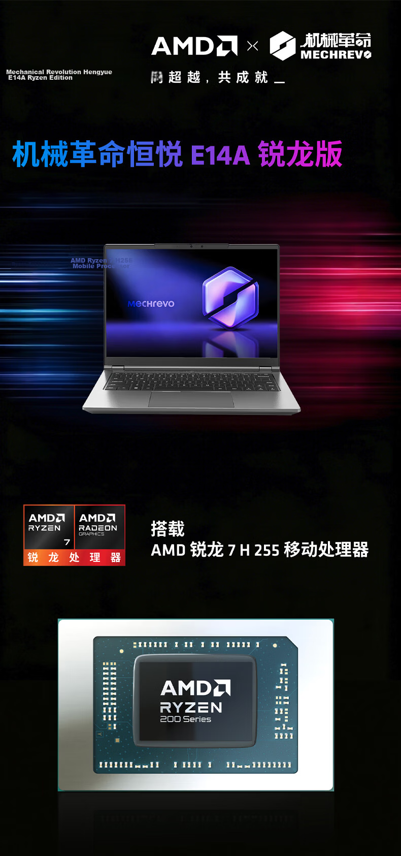 MECHREVO Hengyue E14A 14-inch Lightweight Business Laptop Ryzen 7 H255 16GB RAM 1TB SSD 3-Year Warranty 2.8K Display Gray 1