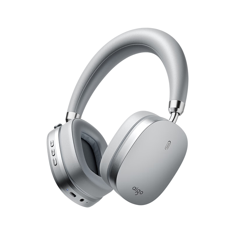 Aigo Bluetooth Headphones Over-Ear Active Noise Cancelling Comfortable Music Gaming Sports for Apple Xiaomi Phones Computers WH600 Silver