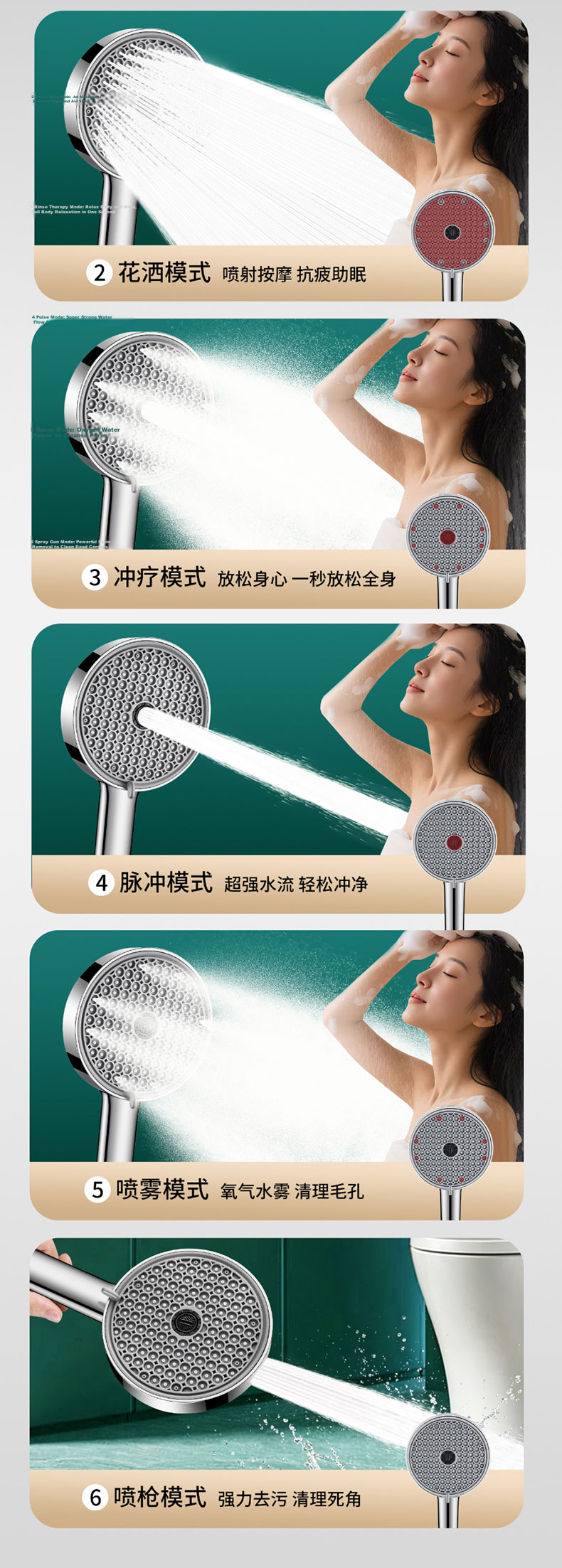 HOMK Seiko Shower Set High-Pressure Handheld Shower Head with Hose 7