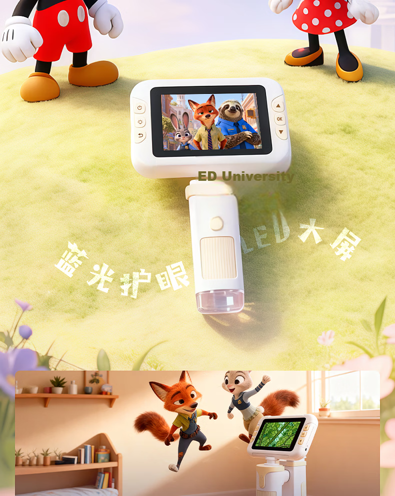 Disney Kids Smart Microscope for Ages 7-14, HD Large Screen, Handheld Photo Capture, Science Experiment Toy, Birthday Gift for Boys and Girls 12