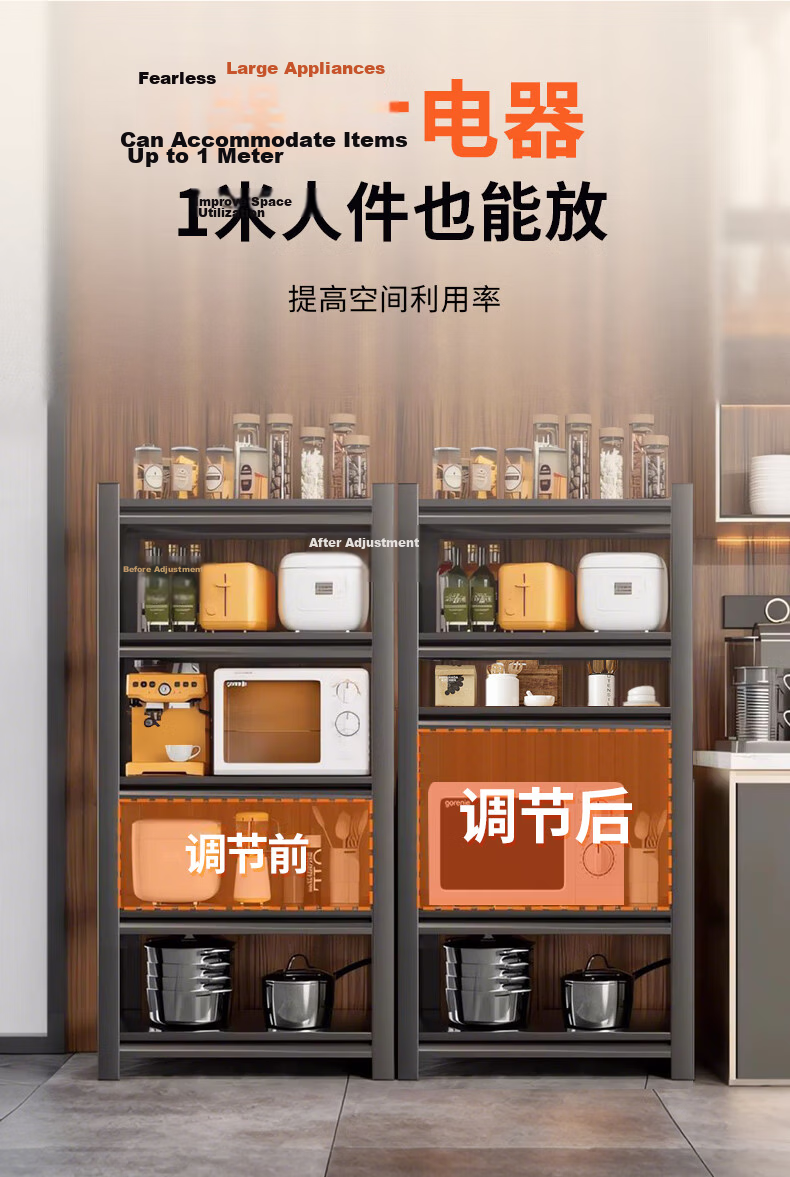 Quanpinwu Kitchen Storage Rack Floor-Standing Multifunctional Utensil Shelf Household Microwave Storage Accessories 120*4 5