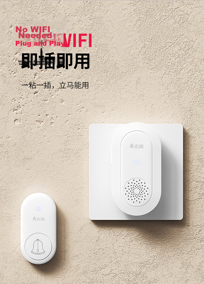 CHIGO Wireless Long-Distance Battery-Free Home Doorbell Emergency Call Button for Elderly One-to-One Electronic Remote Control Doorbell Front Door Ding Dong Chime 18