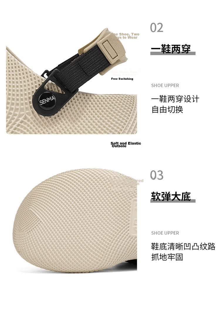 Senma Men's Summer 2026 New Anti-Slip Odor-Resistant Closed-Toe Clogs Outdoor Driving Dual-Use Sandals Beach Shoes 7