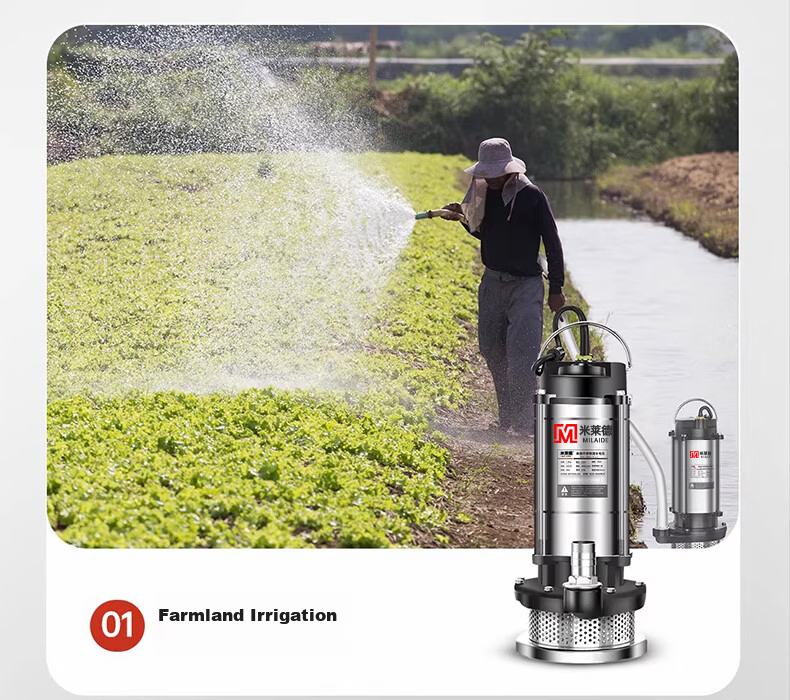 Milade Submersible Pump Household Well Water Pump 220V Stainless Steel Agricultural Sewage Pump Irrigation High Flow High Lift 17