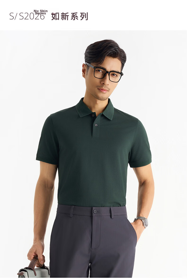 Shirt Lao Luo [Dragon Scale Spring Feather] 5A Mulberry Silk Breathable Antibacterial Short Sleeve Polo Shirt 255X0P921S Black XL 2