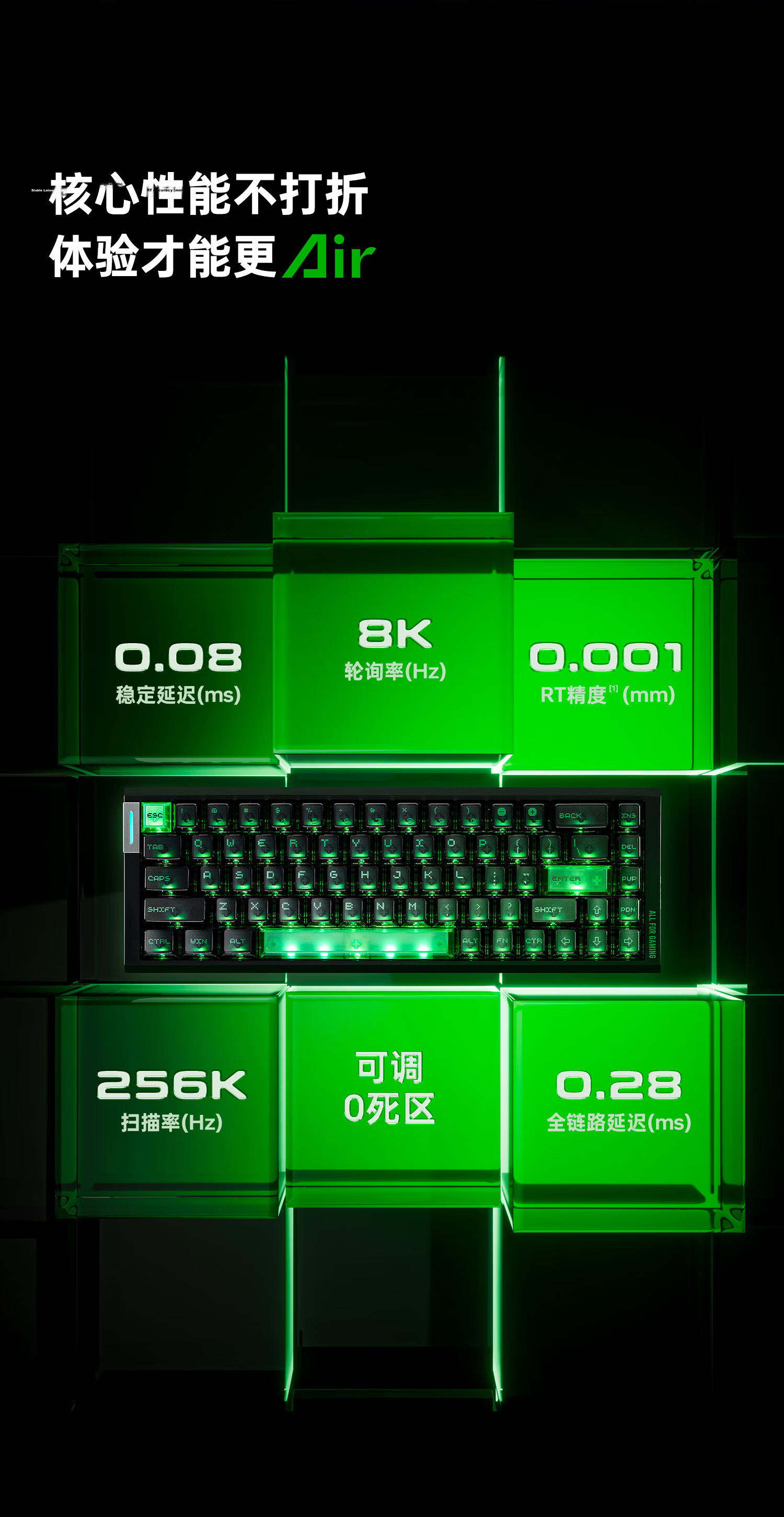 ATKRS63Air Magnetic Shaft Keyboard RT Customizable Gaming Mechanical Keyboard Wired Valorant 68-Key RS63Air Black Ice Blade Switch 8