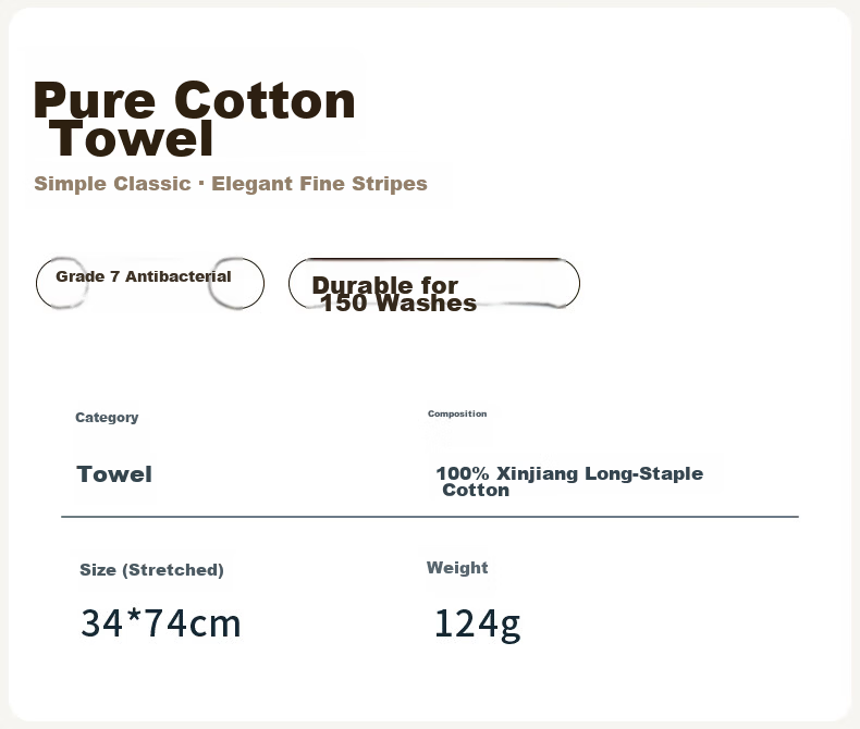 MINISO Cotton Face Towel Soft Absorbent Antibacterial Home Use Adult Blue+White Blue 6