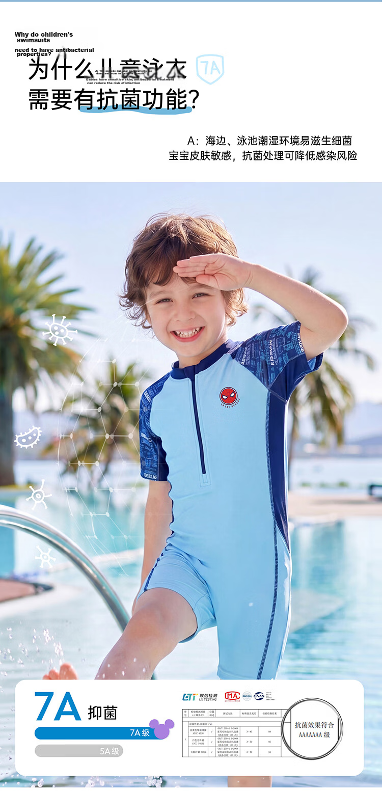Disney Kids Boys One-Piece Swimwear Spiderman Blue D36052S2F Size 130 5