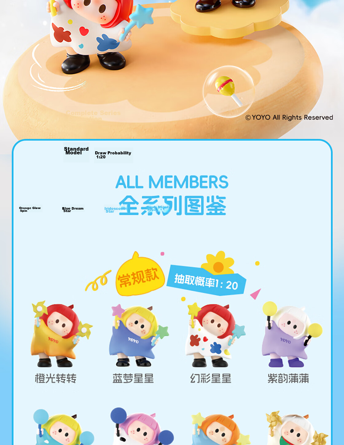 MINISO YOYO Cute Tilted Head Icon Box Blind Box Right-Right Sauce Figurine Toy Peripheral Birthday Gift for Girls Desktop Box 2