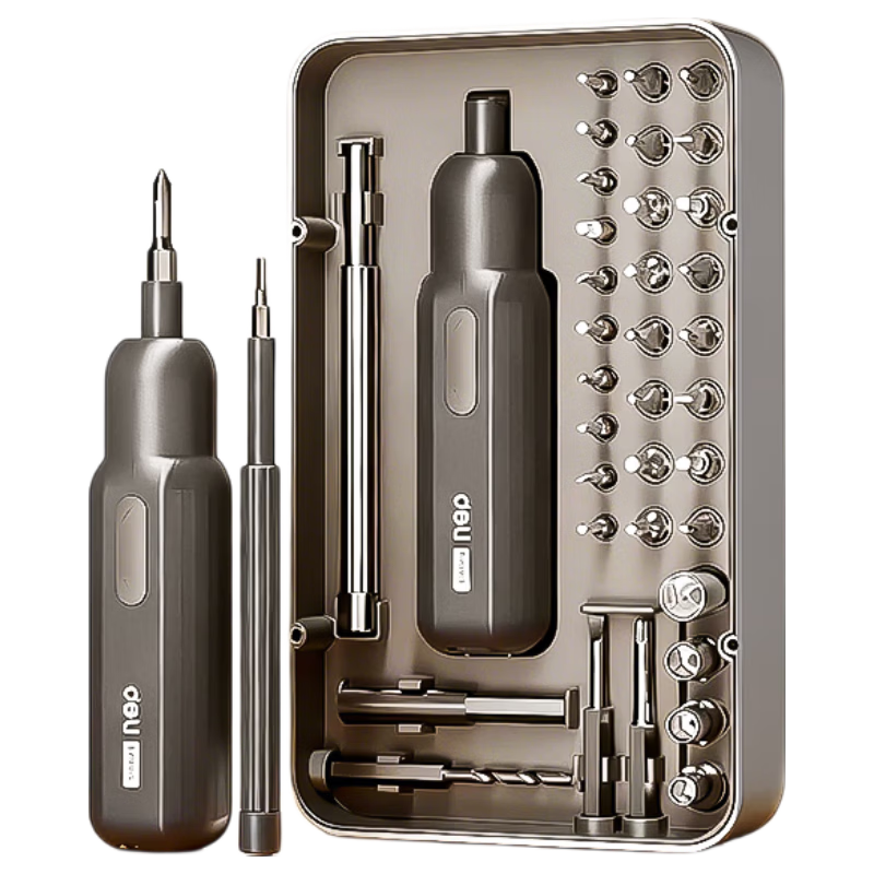 Deli Electric Screwdriver Household Dual-Mode Precision Manual Screwdriver Set with 32 Accessories for Appliances and Furniture
