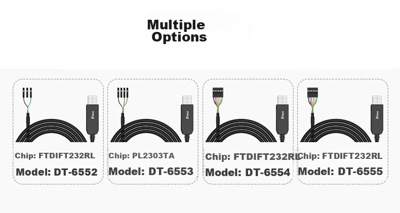 DT-6553 Dite USB to TTL Cable USB to Serial Module Download Cable 4P Upgrade Board Flashing Cable 3.3V Level Output 1.8m 3