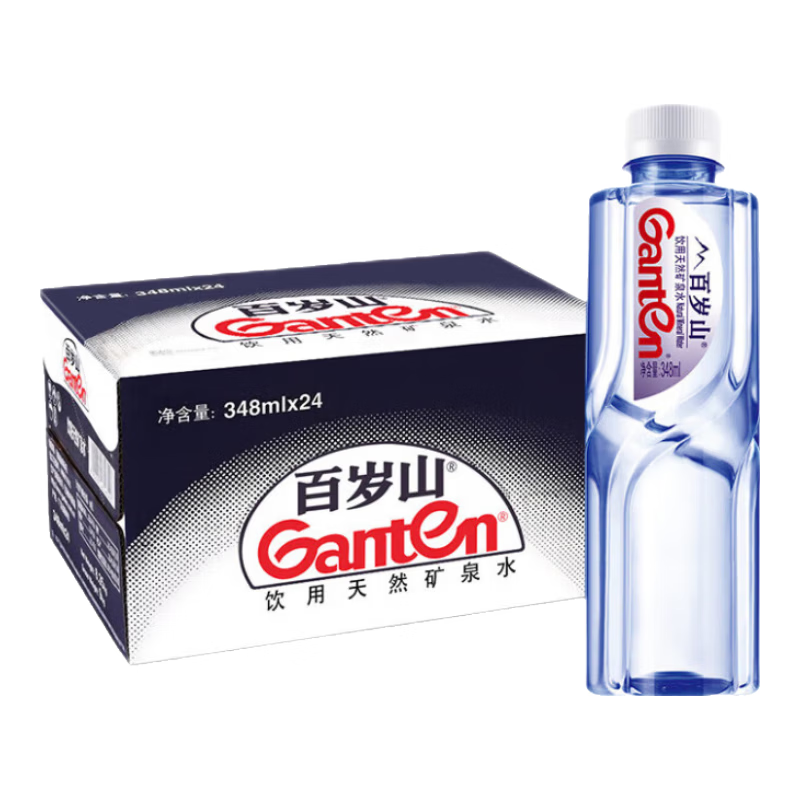 景田 百岁山 饮用天然矿泉水 348ml*24瓶整箱装