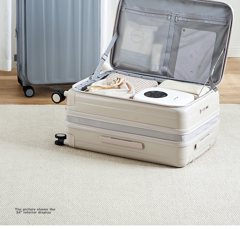 Hanke Expandable Luggage Women Trolley Large Capacity Men Carry-On Suitcase 20 Inch Ivory White Side Opening 6