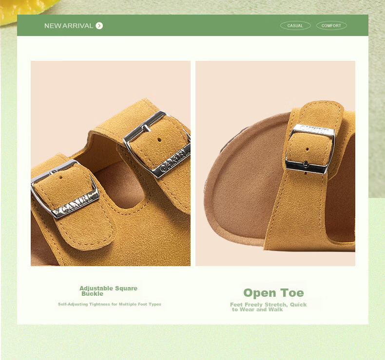 CAMEL Birkenstock Style Women's Casual Thick Sole Platform Sandals L26M700064A Beige Size 38 5