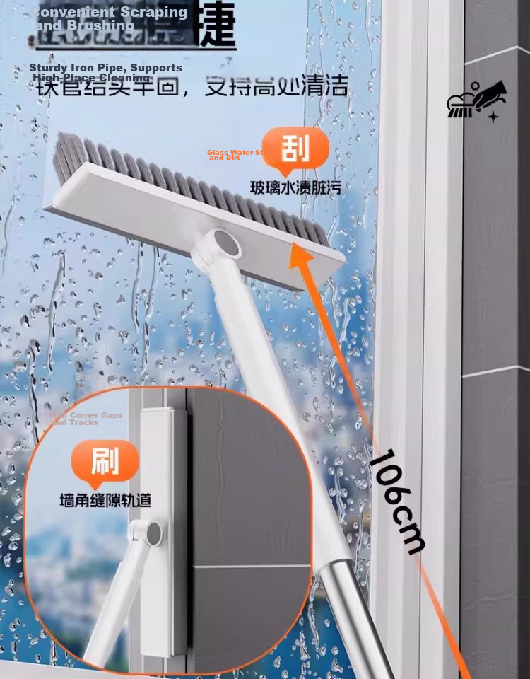 Guangduola Floor Brush Bathroom Brush No Dead Angle Shower Brush Floor Gap Brush Toilet Crevice Brush V-Shaped Long Handle Floor Brush 11