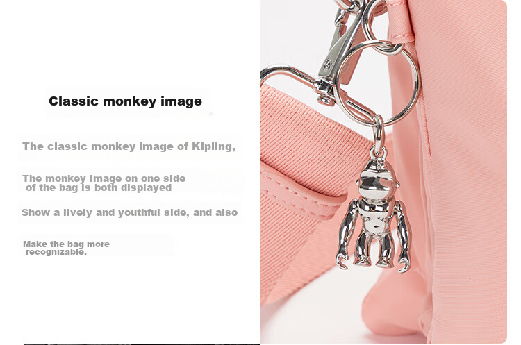 Kipling Fashion Shoulder Bag Multi-Compartment Large Capacity Crossbody Bag RIRI L Soft Pink Birthday Gift 13