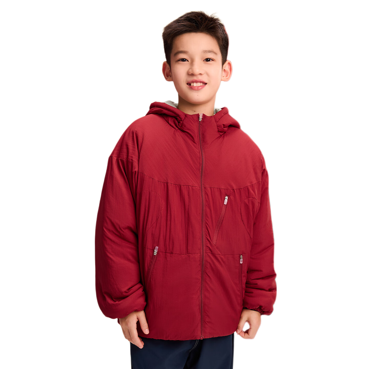 Zuo Xi Boys Red Cotton Jacket 2025 New Children's Snowy Cotton Padded Coat New Year Style Red 170