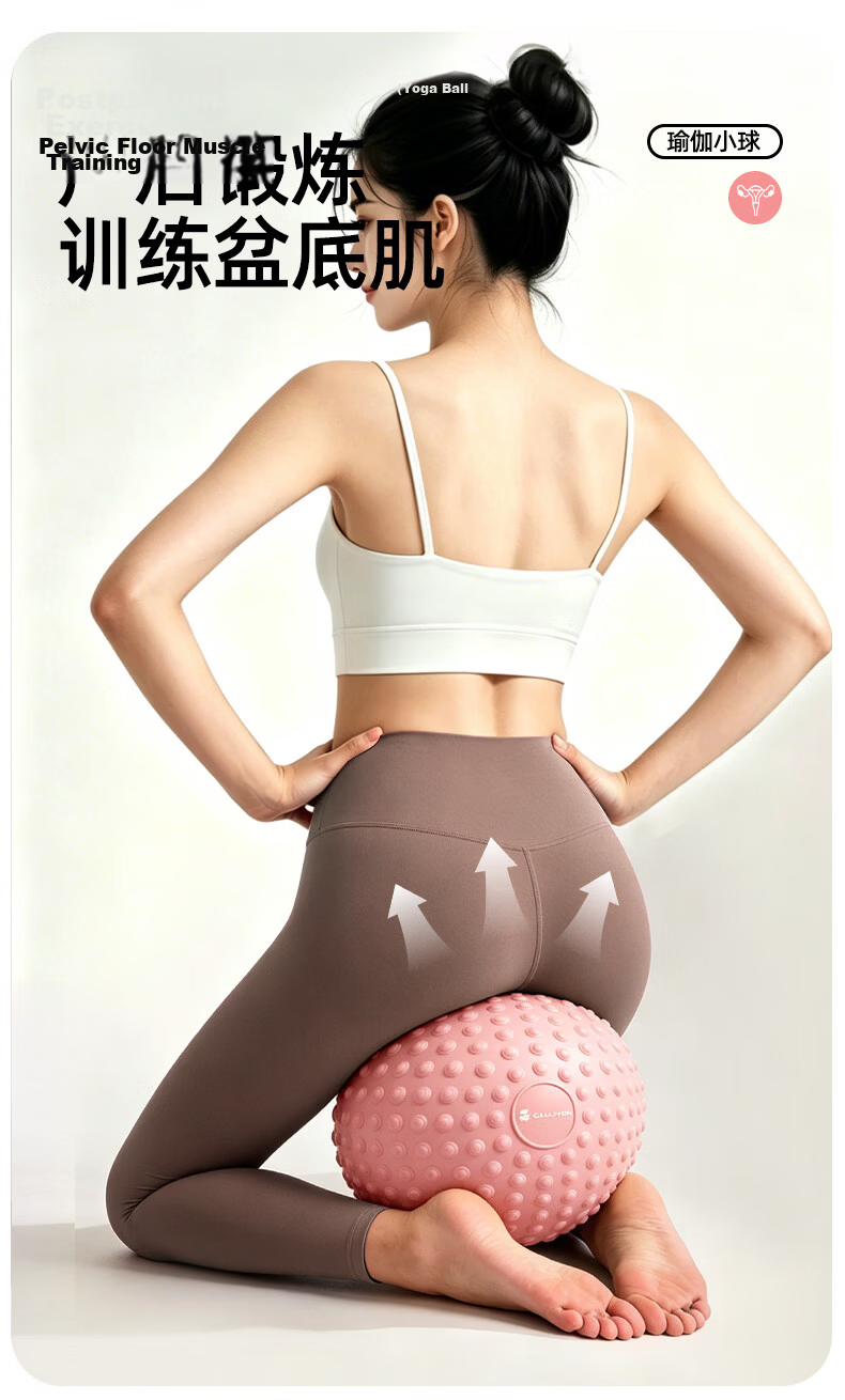 CALLIVEN Yoga Ball Small Spiked Massage Ball Pelvic Floor Muscle Trainer Postpartum Exercise Abdominal Muscle Ball Purple + Air Pump 4