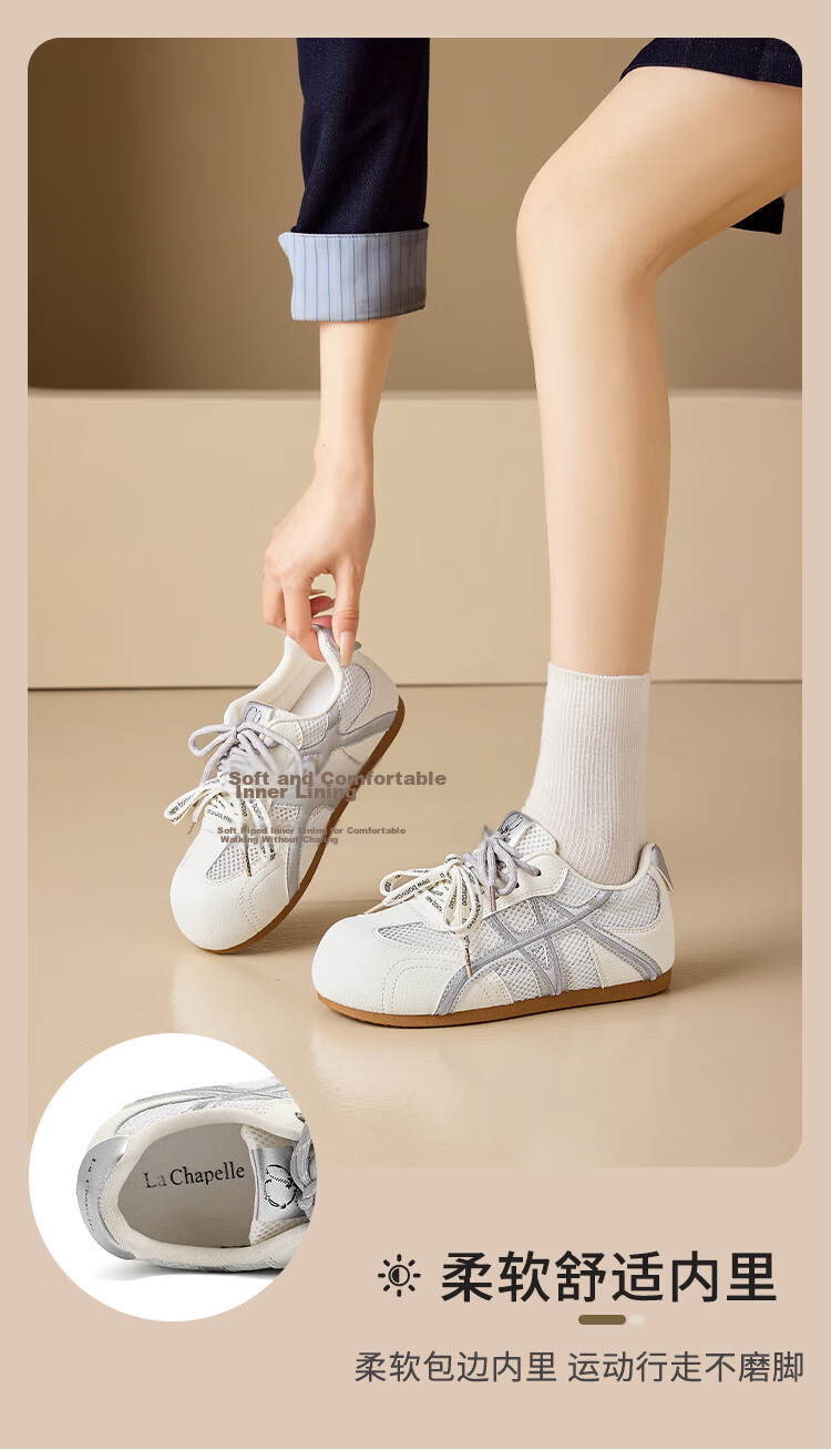 La Chapelle Women's White Casual Sneakers Breathable Mesh Non-Slip Soft Sole Comfortable Training Shoes 10