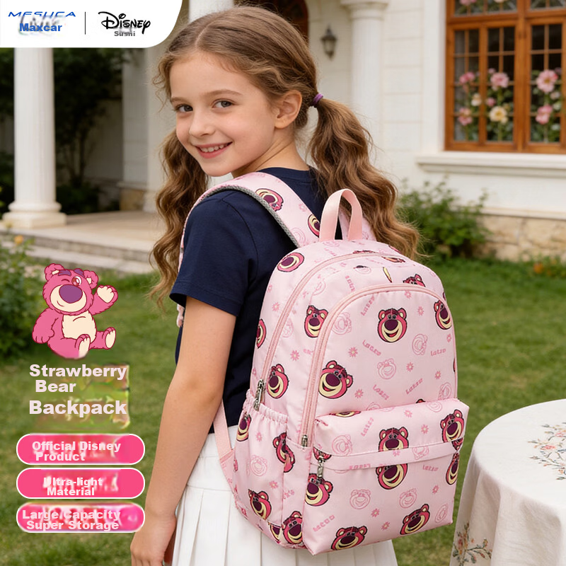 Disney Kids Backpack Girls Cute Boys Girls Outdoor Ultra-Light Strawberry Bear Backpack