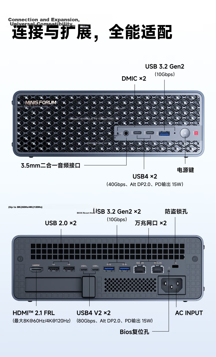Mingfan N5 MAX AMD AI Max+395 64GB+128GB Mini Workstation Desktop Computer NAS High-Performance Enterprise AI PC with 10Gb Ethernet Port 17