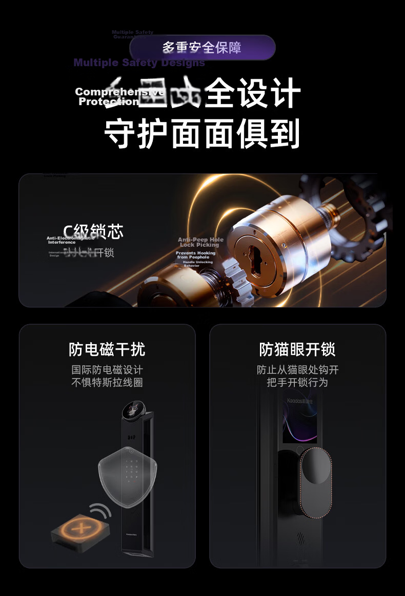 KAADAS Smart Door Lock i60 Ultra with Facial Recognition, Visual Peephole, Large Screen, Wireless Charging, AI Interactive Display 21