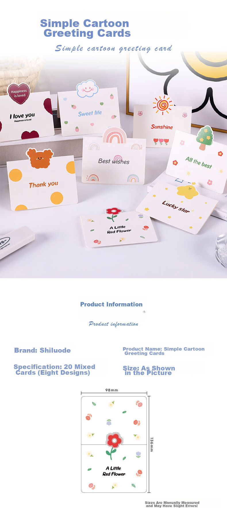 Shiluode Graduation Greeting Cards Cartoon Creative Inspirational Cards Birthday Gift Decoration Small Cards Flower Shop Baking Gift Cards 20 Pieces 1