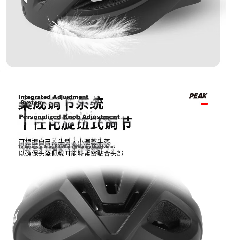 Peak Integrated Cycling Helmet with Goggles Unisex Mountain Road Bike Matte Black 9