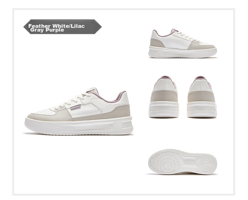 361° Qinghe 2 New Trendy Platform Leather Casual Sneakers Women's White Shoes 682636618-4 43