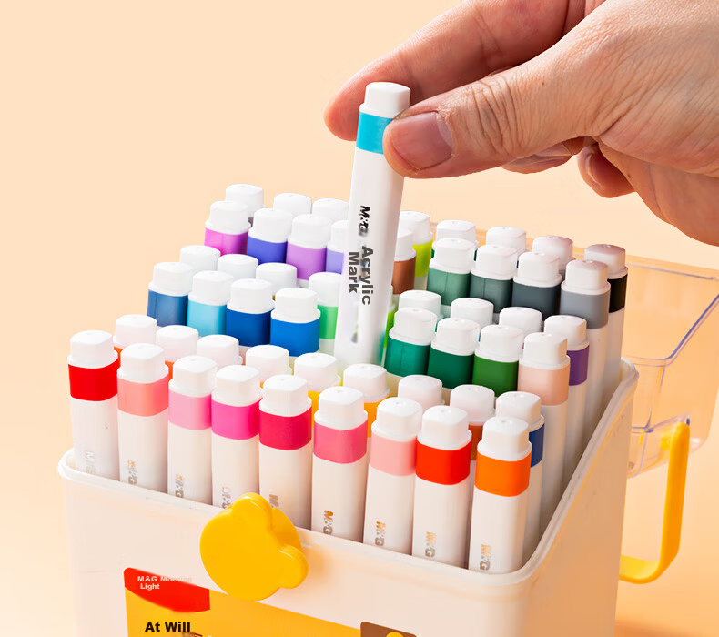 M&G Stationery 24 Colors + 4 Acrylic Markers Children's Student Watercolor Pen Set Waterproof Fluorescent Hand-Painting Birthday Graduation Gift APMU5252 5