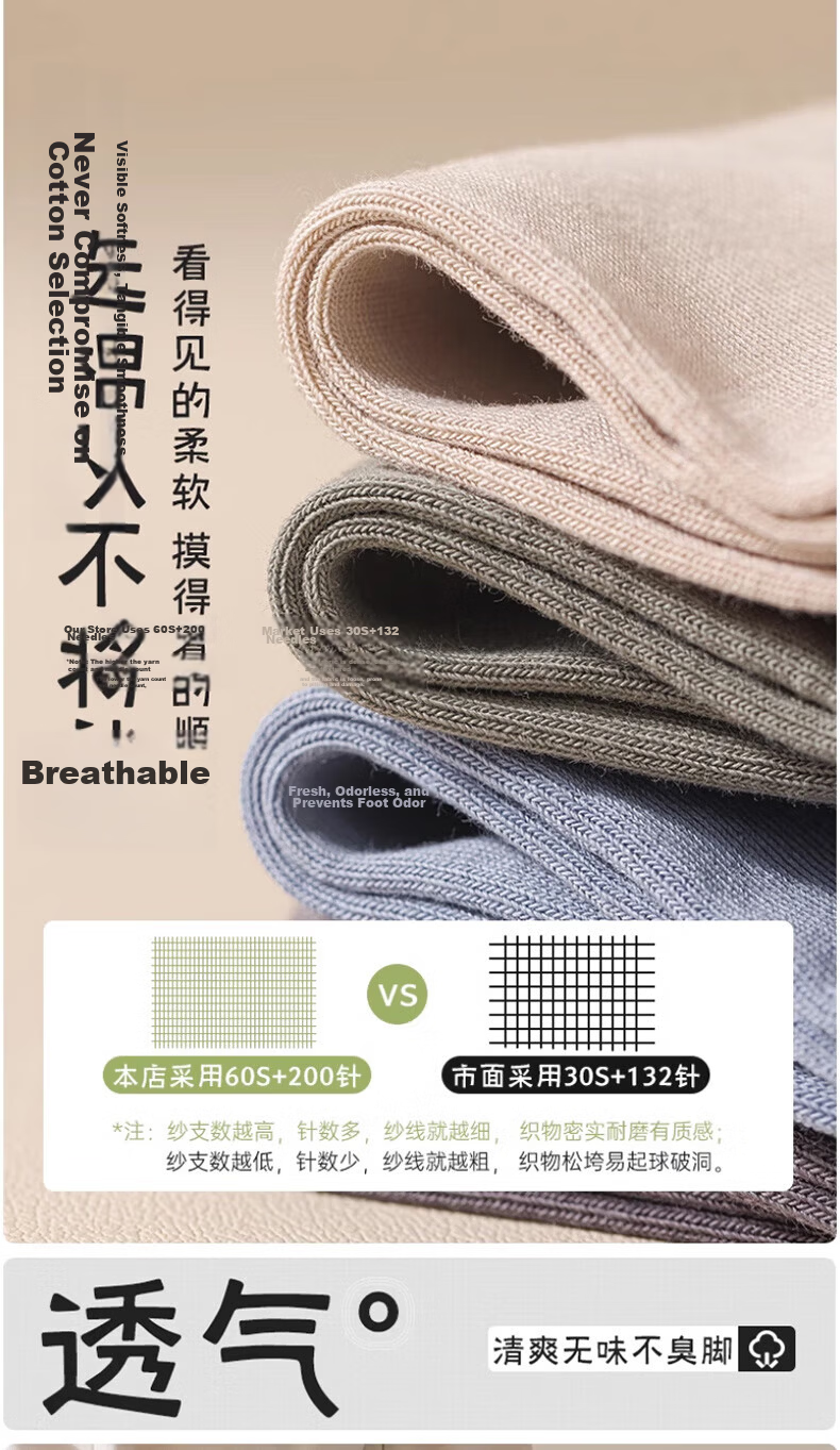 Cotton Thirteen Men's Short Socks Xinjiang Cotton 10A Antibacterial Deodorant Low-Cut Thin Summer Solid Color 6 Pairs Pack 2