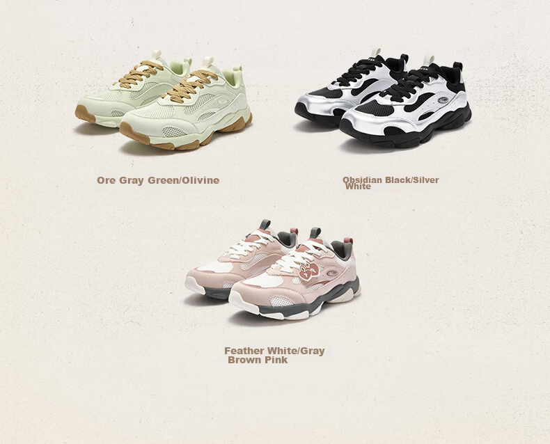 361° Women's Summer Thin-Soled Casual Shoes Breathable Mesh Sports Shoes Retro Dad Sneakers 682636763-3 9