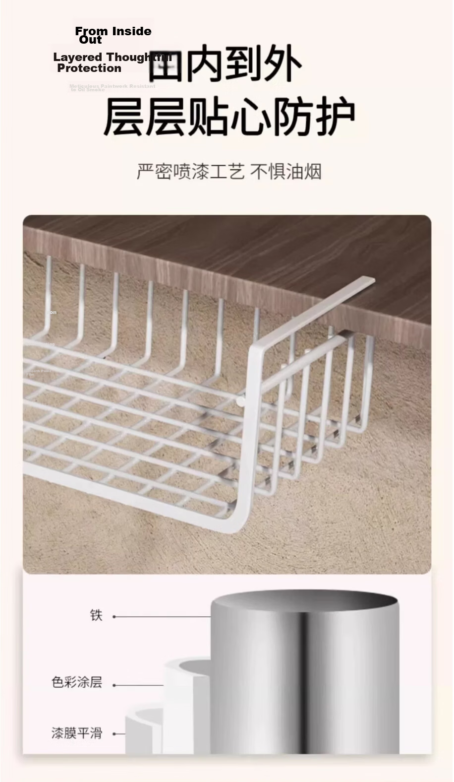 Meijia Life Dormitory Under-Desk Storage Rack Student Dormitory Desk Organizer Wardrobe Layered Shelf Bedside Snack Hanging Basket 4