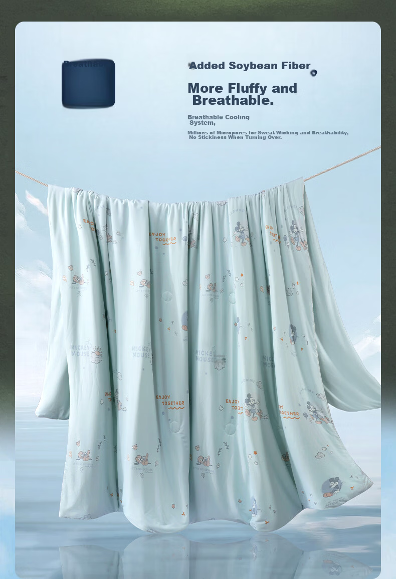 Disney Summer Cooling Quilt Single Ice Silk Air Conditioning Quilt Washable Antibacterial Class A Winnie 150 6