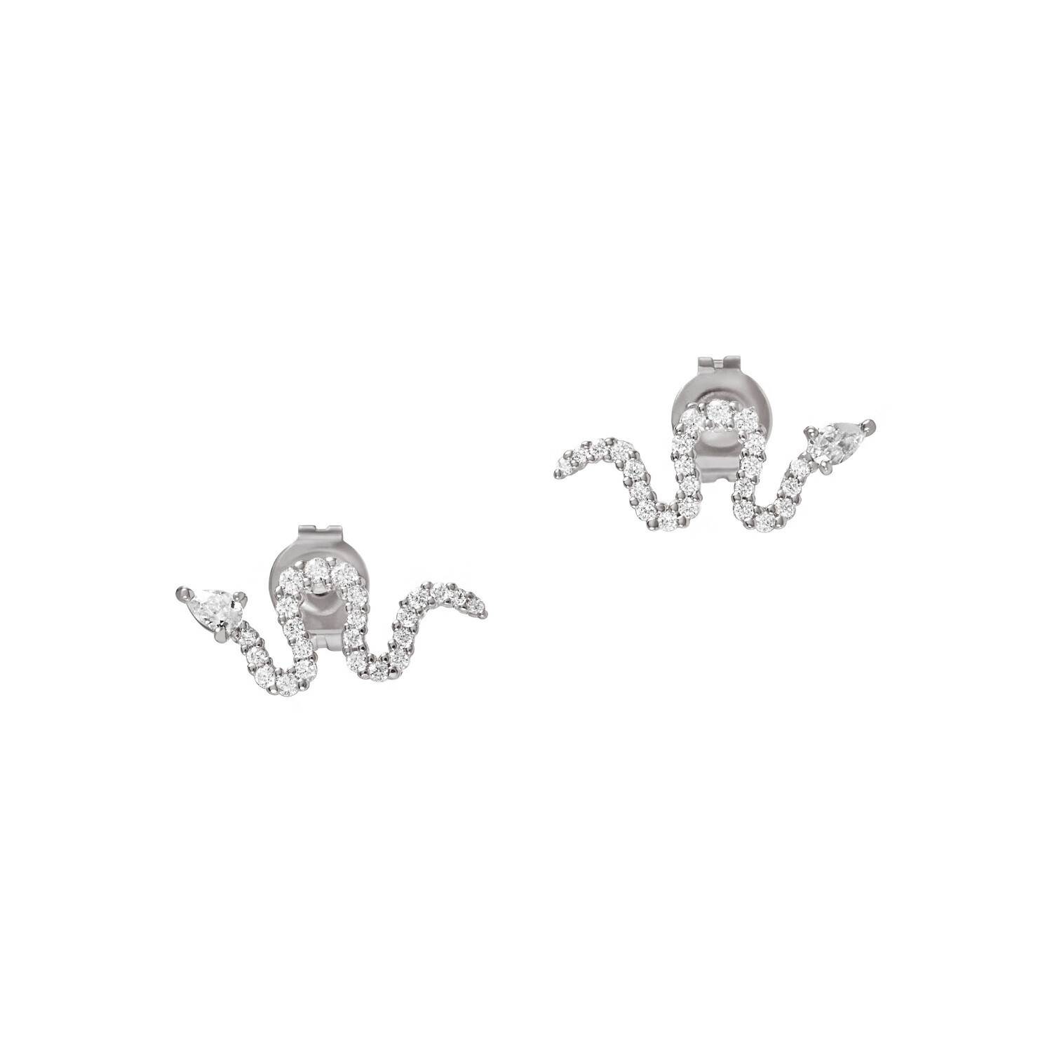 EMPORIO ARMANI Women's Silver Snake Stud Earrings, Fashionable Birthday Gift for Girlfriend in Zodiac Year EG361204