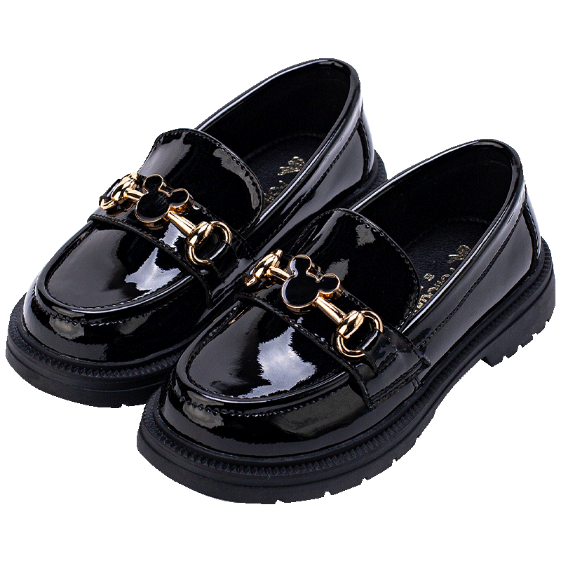 Follow Me Girls Black Patent Soft Sole School Performance Loafers Shadow Black Size 30