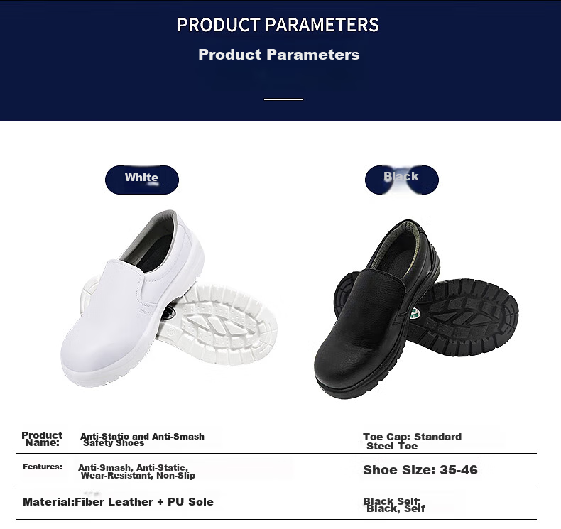Mulang Anti-Static Safety Shoes Steel Toe Dust-Free Shoes Food Factory Electronic Workshop Professional Non-Slip Work Shoes White Size 42 3