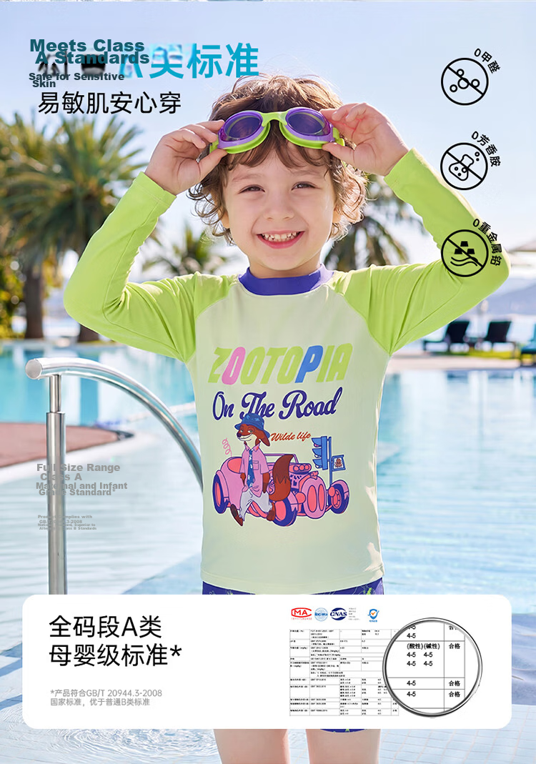 Disney Kids Boys Toddler Two-Piece Long Sleeve Sun Protection Swimsuit Set D36280S2G Green Nick 110 13