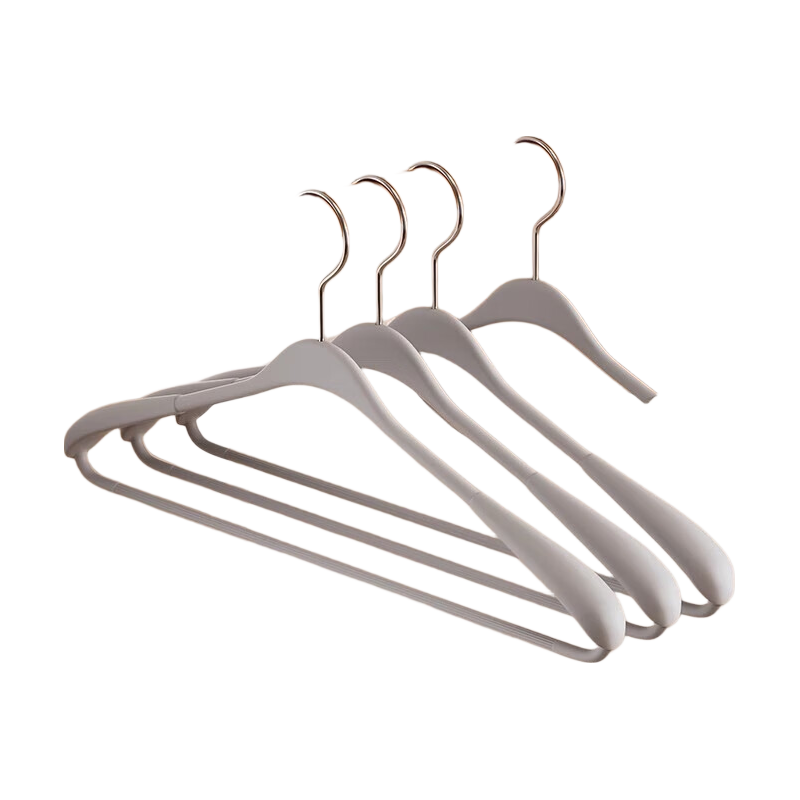 FAJIENUO Frosted Non-Slip Household Hanger, No Trace, Anti-Shoulder, Wide Shoulder, Thickened, Extra Thick Coat Hanger, Quiet Gray, Pack of 5