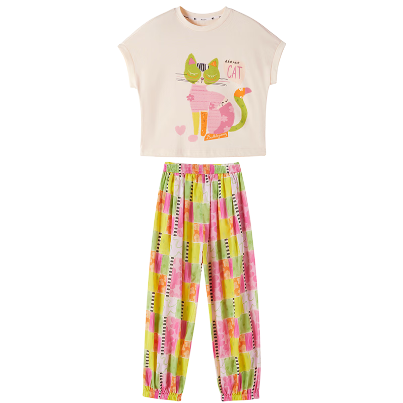 CHANZUIGOU Girls Dopamine Set 2026 Summer New Stylish Kids Short Sleeve Pants Antibacterial Cooling Two-Piece Set
