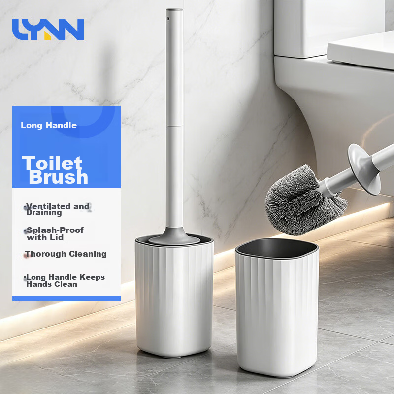 LYNN Toilet Brush Set Long Handle Luxury Style Splash-Proof No Dead Angle Cleaning Bathroom Brush