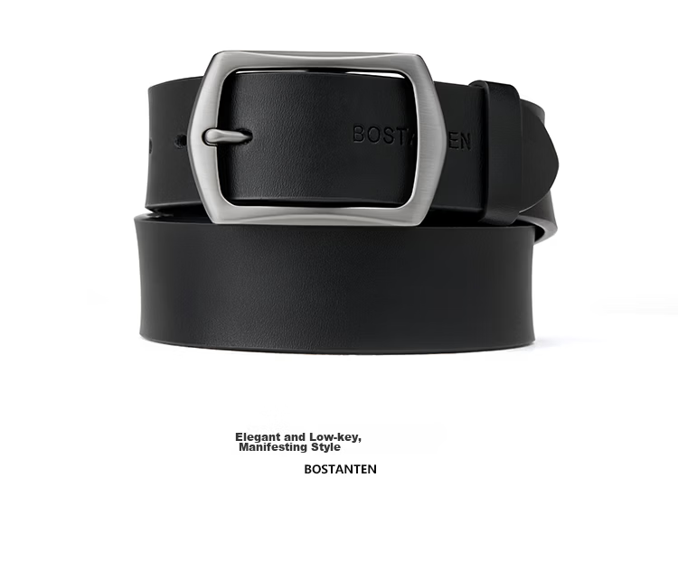 BOSTANTEN Minimalist Korean Style Men's Casual Leather Belt with Pin Buckle, Trendy and Versatile Waistband for Men, Perfect Birthday Gift for Boyfriend 18