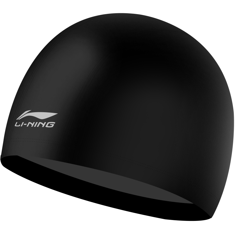 Li-Ning Swim Cap for Men And Women, Comfortable Fabric Swimming Cap for Long Hair, Stylish Ear Protection, Non-Binding, Non-Sticky Swim Cap LSMP151 Black
